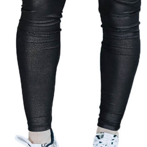 Spliced Black Leggings with Pockets - Picture 4 of 4